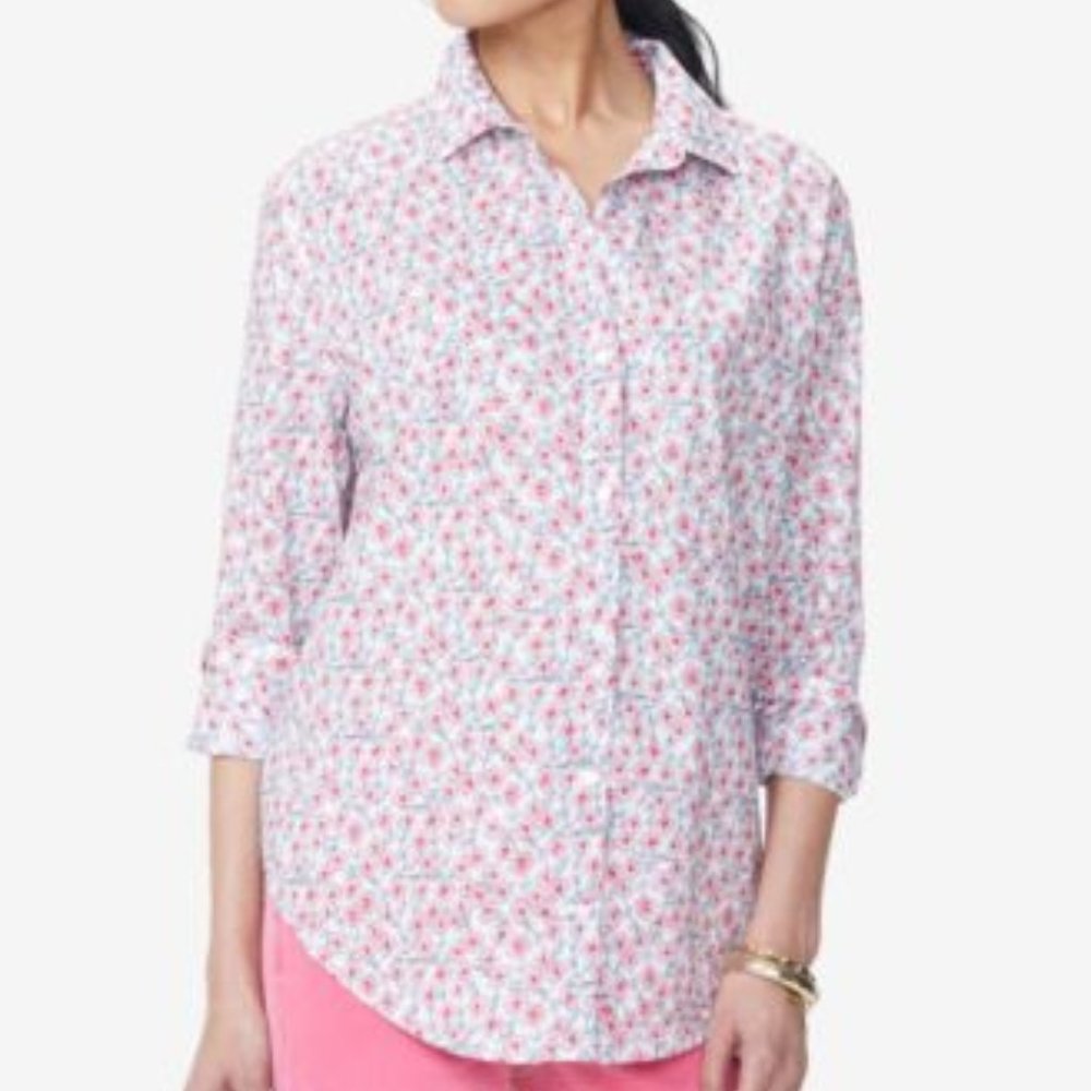 NYDJ CLASSIC LAWN LONG SLEEVE SHIRT DAISY CHAIN PRIMROSE